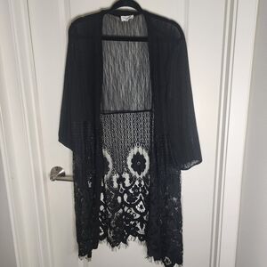 Siren Lily Black Sheer Lace Cover-Up Size 2XL